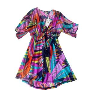 Trina Turk Sheer Multicolor Cover Up‎ Dress Size Small